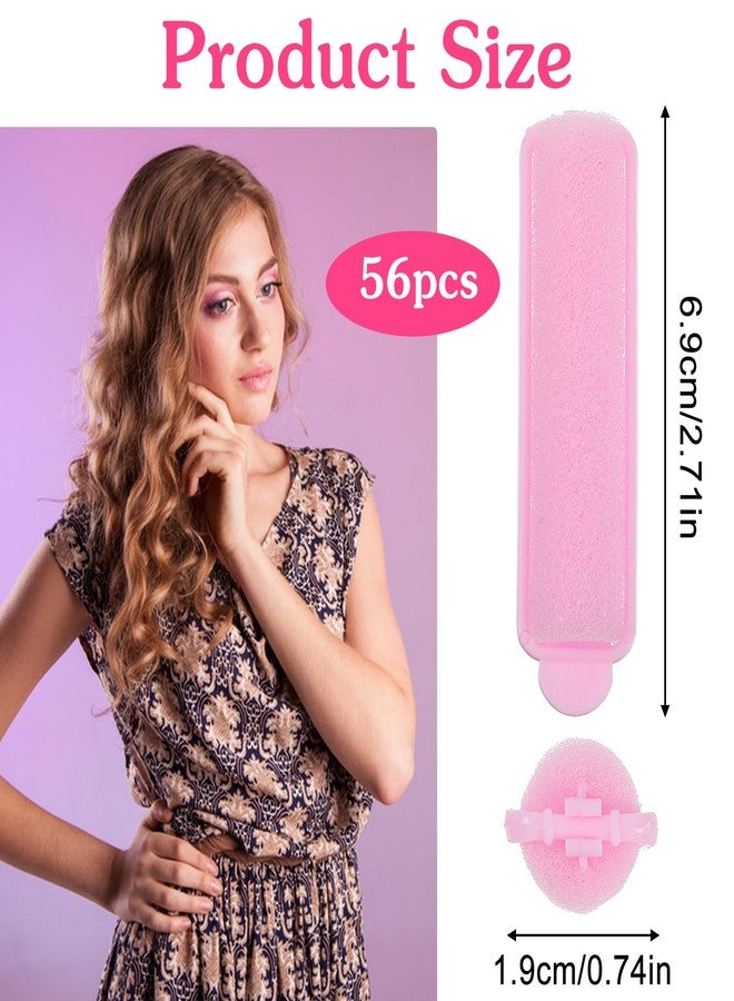 WJIAAA 56 Pcs Foam Hair Rollers, 0.59 Inch Heatless Hair Curler Small Sponge Curlers Soft Sleeping Roller for Short/Long Tressesr to Curls Pink - Image 2